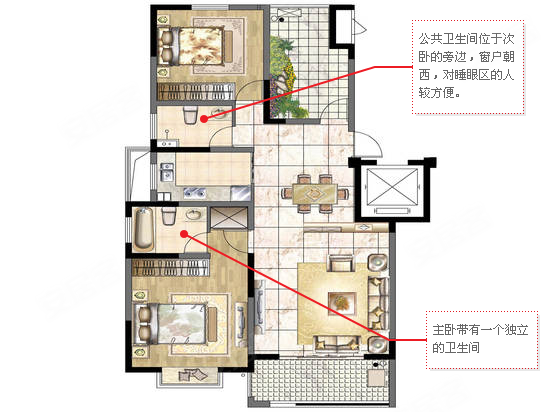 南北通透的两房和三房 城际雅苑一期在售户型评测
