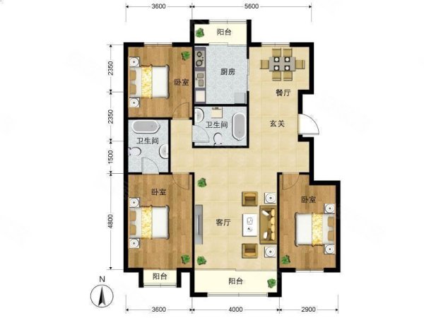 [链家100%真房源]万科楼王,134平聚宝盆户型,60万精